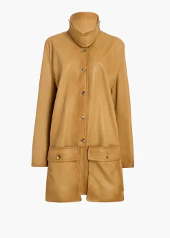 Harmon Coat in Golden Ochre Washed Leather
