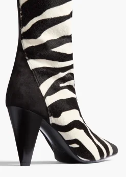 Harvey Over-the-Knee High Boot in Zebra Print Haircalf and Black Suede