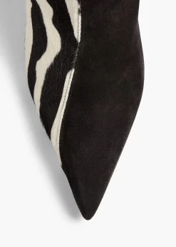 Harvey Over-the-Knee High Boot in Zebra Print Haircalf and Black Suede