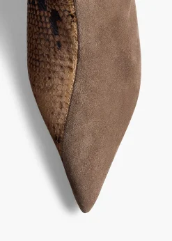 Harvey Over-the-Knee High Boot in Morning Dove Suede and Taupe Python-
