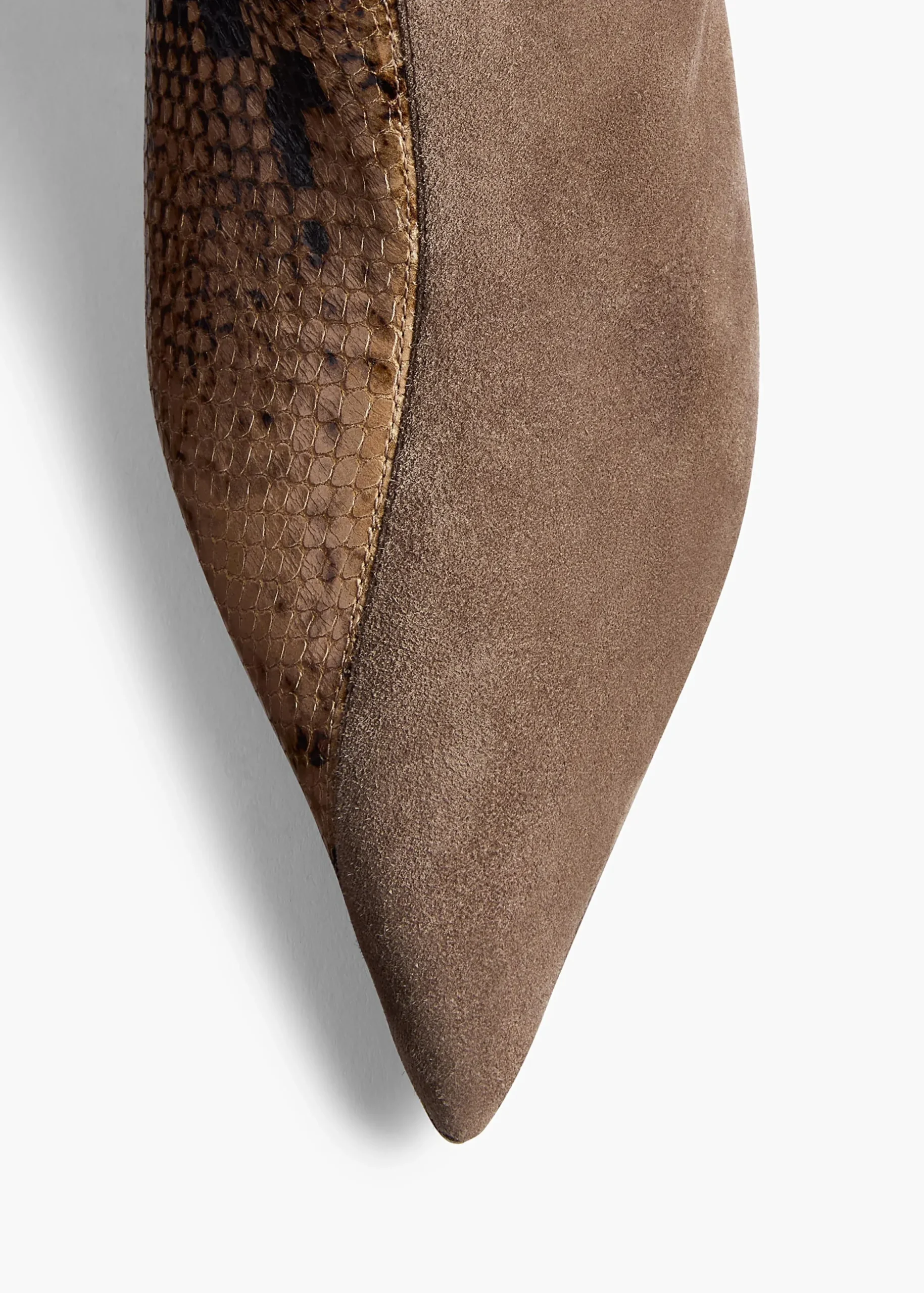 Harvey Over-the-Knee High Boot in Morning Dove Suede and Taupe Python-