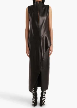 Hilda Dress in Black Leather