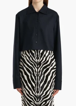 Jasen Top in Dark Navy Wool Cashmere