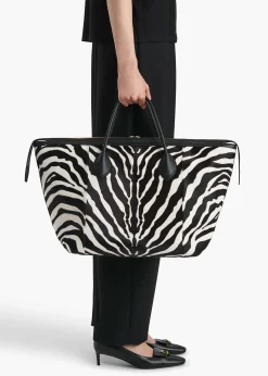 Kasia Tote in Black Leather with Zebra Print Haircalf