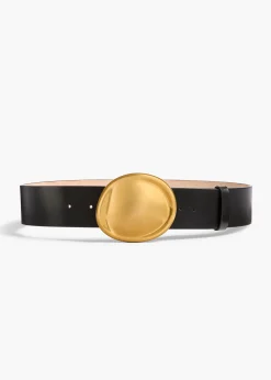 Keefe Belt in Black Leather with Gold