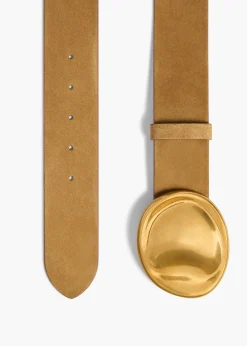 Keefe Belt in Mud Suede with Gold