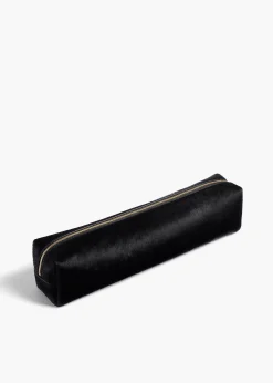 Kye Pencil Case in Black Haircalf