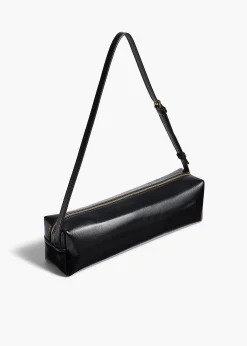Kye Shoulder Bag in Black Crackle Patent Leather
