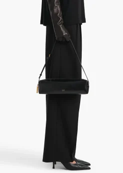 Kye Shoulder Bag in Black Crackle Patent Leather