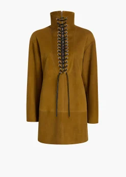 Lee Dress in Toffee Suede