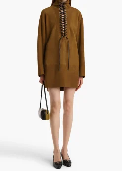 Lee Dress in Toffee Suede