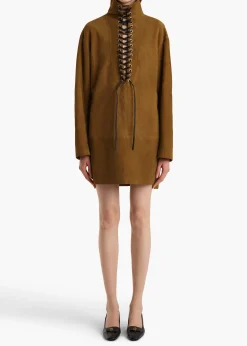 Lee Dress in Toffee Suede