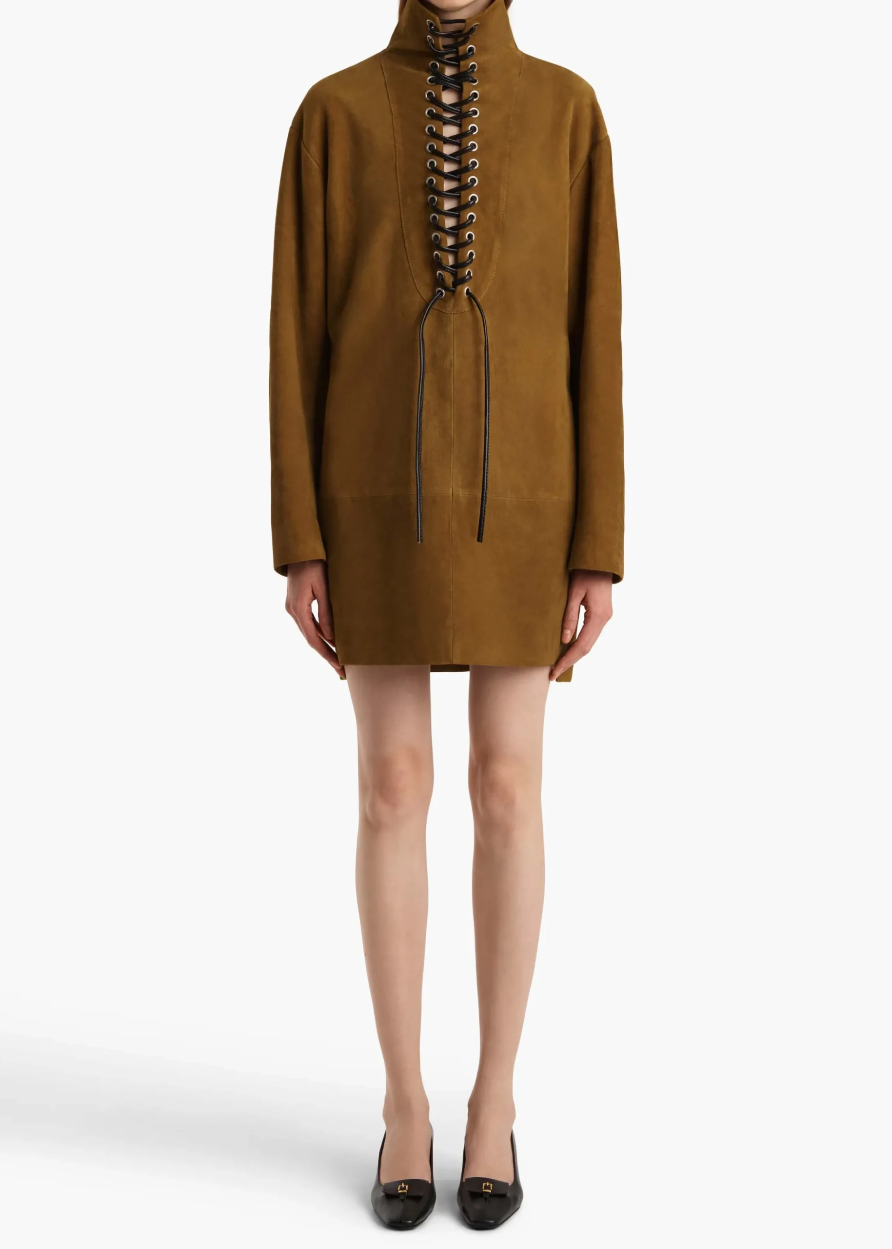 Lee Dress in Toffee Suede