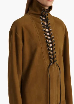 Lee Dress in Toffee Suede
