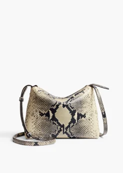 Lina Crossbody Bag in Natural Python-Embossed Leather