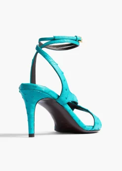 Liria Ankle Strap Sandal in Crystal Blue Ostrich
