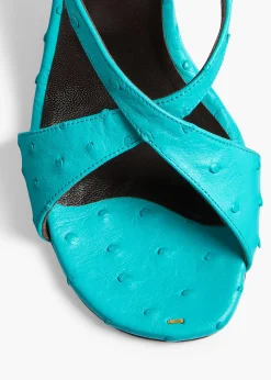 Liria Ankle Strap Sandal in Crystal Blue Ostrich