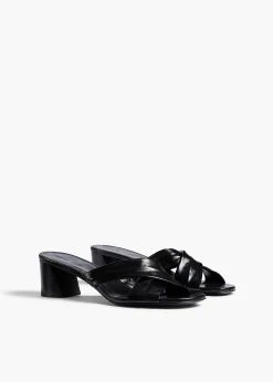 Liria Sandal in Black Glazed Leather