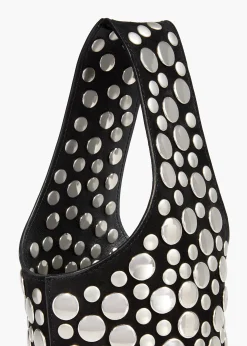 Livia Bag in Black Suede with Silver Studs