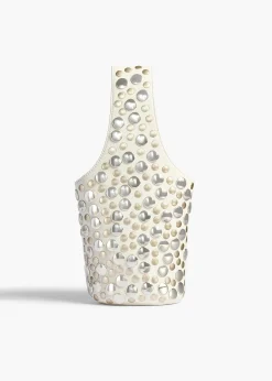 Livia Bag in Optic White Leather with Silver Studs