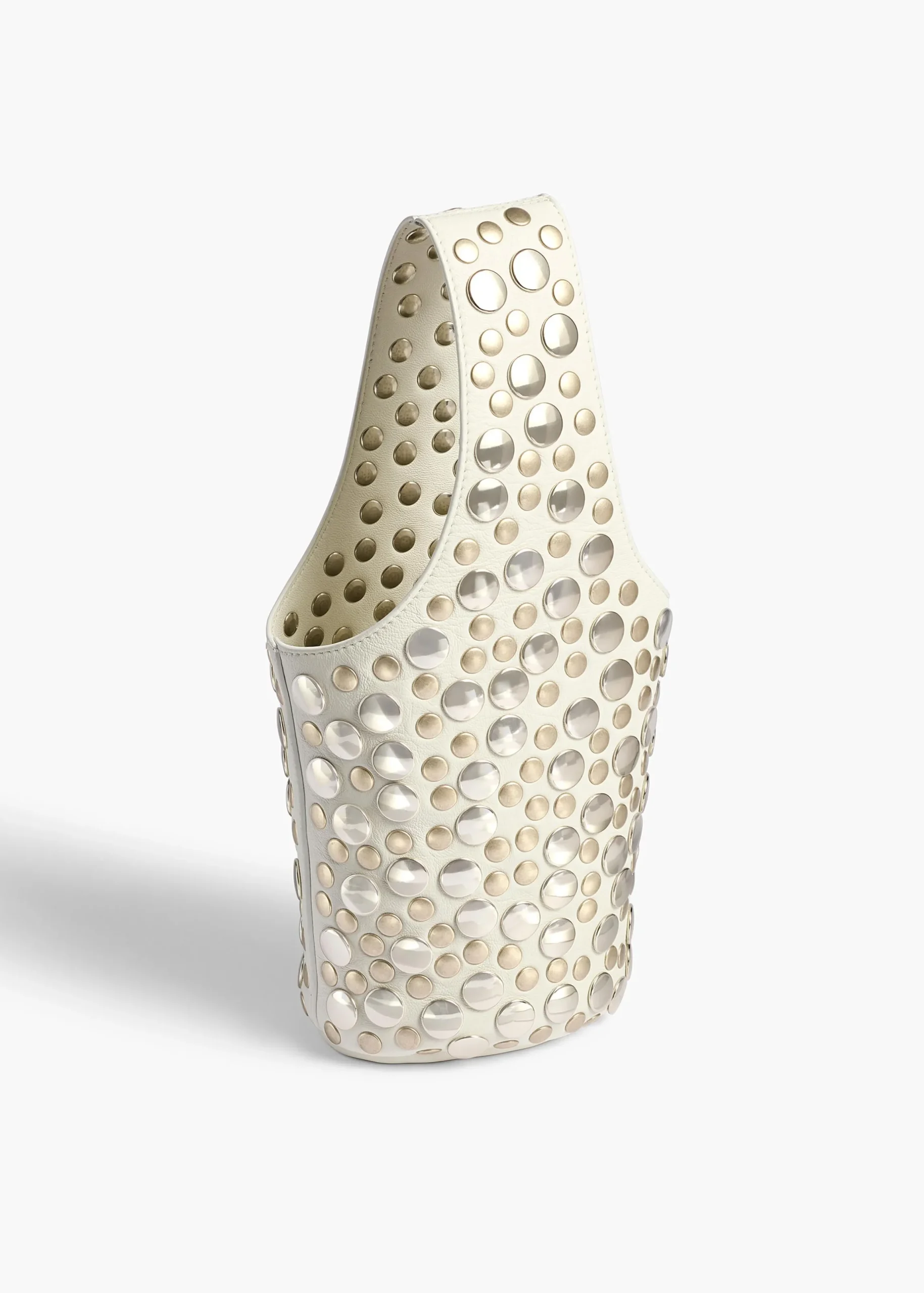 Livia Bag in Optic White Leather with Silver Studs