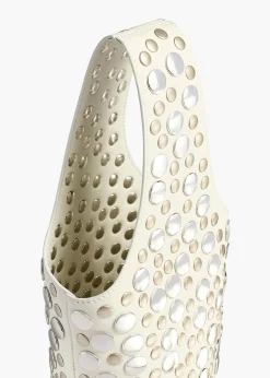 Livia Bag in Optic White Leather with Silver Studs
