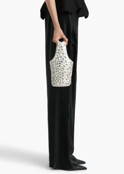 Livia Bag in Optic White Leather with Silver Studs