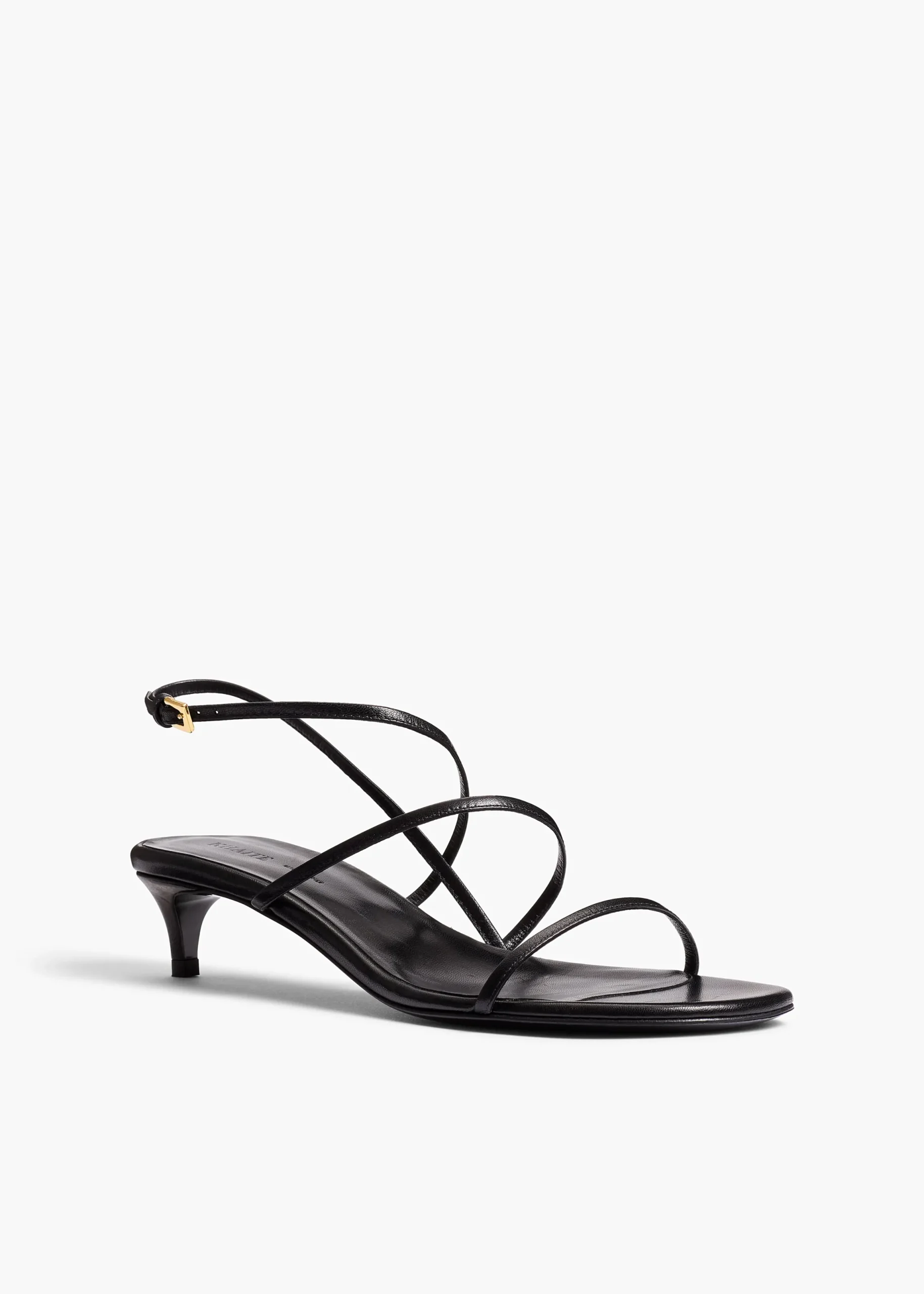 Loop Kitten Heel Sandal in Black Leather
