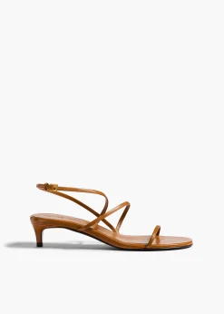 Loop Kitten Heel Sandal in Cuoio Leather