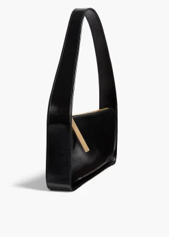Lori Baguette Bag in Black Crackle Patent Leather