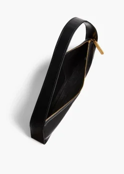Lori Baguette Bag in Black Crackle Patent Leather
