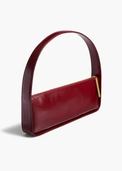 Lori Baguette Bag in Bordeaux Crackle Patent Leather