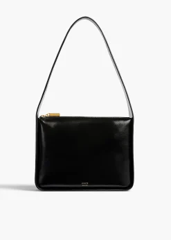 Lori Squared Bag in Black Crackle Patent Leather
