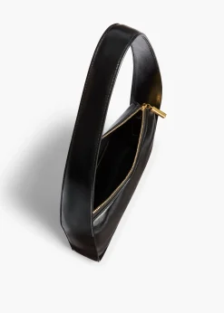 Lori Squared Bag in Black Crackle Patent Leather