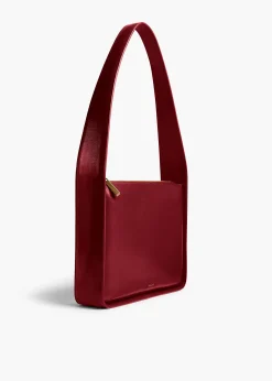 Lori Squared Bag in Oxblood Crackle Patent Leather