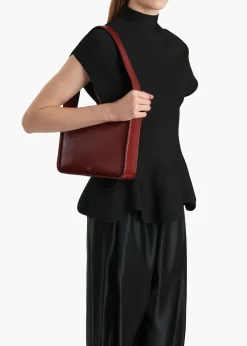 Lori Squared Bag in Oxblood Crackle Patent Leather