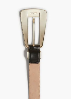 Lucca Belt in Black Leather with Silver