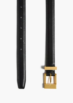 Manhattan Belt in Black Leather with Gold