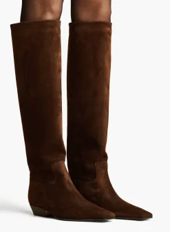 Marfa Knee-High Boot in Coffee Suede