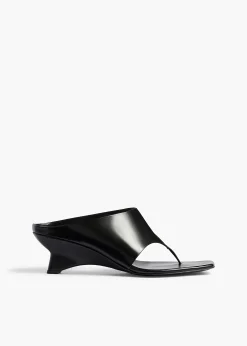 Marlow Mule in Black Glazed Leather