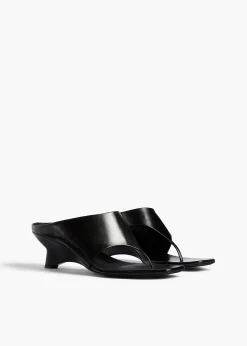 Marlow Mule in Black Glazed Leather