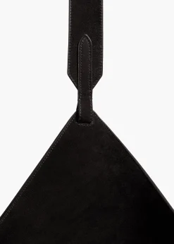 Medium Lotus Tote in Black Suede