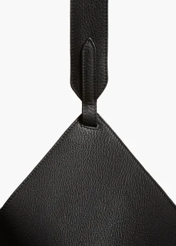 Medium Lotus Tote in Black Pebbled Leather