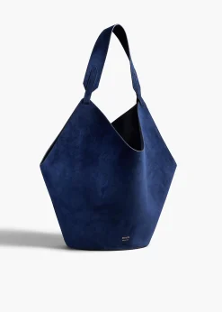 Medium Lotus Tote in Midnight Suede