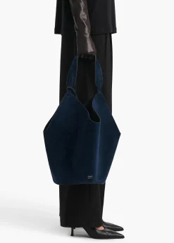 Medium Lotus Tote in Midnight Suede