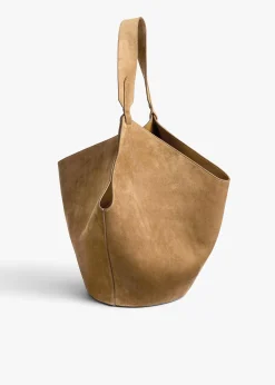 Medium Lotus Tote in Mud Suede