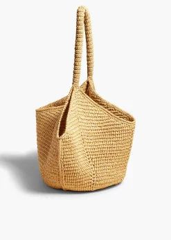 Medium Lotus Tote in Natural Raffia
