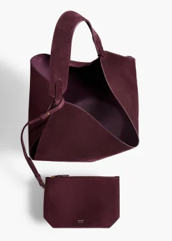 Medium Lotus Tote in Rouge Noir Suede