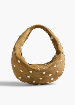 Medium Olivia Hobo in Mud Suede with Silver Studs