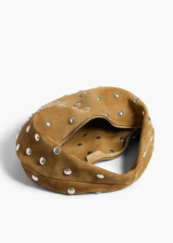 Medium Olivia Hobo in Mud Suede with Silver Studs